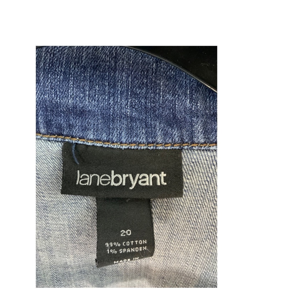 Lane Bryant Women Blue Denim Trucker Jacket Size 20 Stretch Medium Wash Classic - Picture 4 of 8